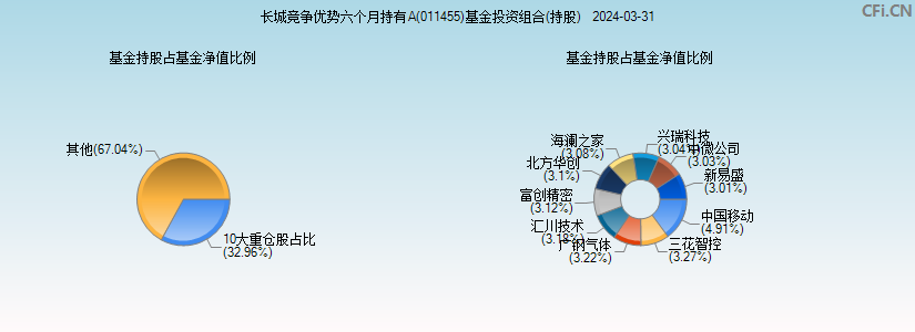 长城竞争优势六个月持有A(011455)基金投资组合(持股)图