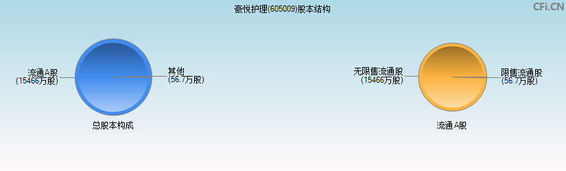豪悦护理(605009)股本结构图