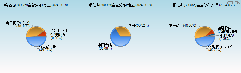 银之杰(300085)主营分布图 银之杰(300085)主营分布图