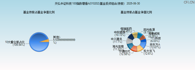 天弘中证科技100指数增强A(010202)基金投资组合(持股)图 天弘中证科技100指数增强A(010202)基金投资组合(持股)图