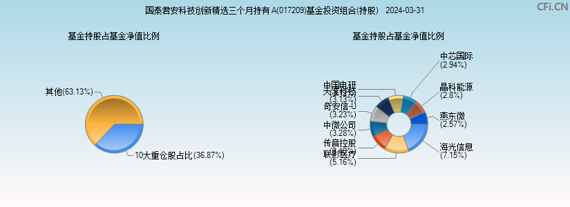 国泰君安科技创新精选三个月持有A(017209)基金投资组合(持股)图